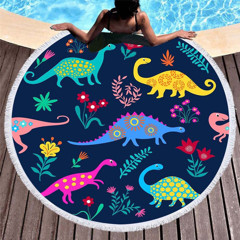 serviette de plage ronde dinosaure