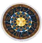Serviette de plage ronde<br> roue du zodiaque