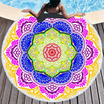 serviette de plage ronde<br> mandala multicolore