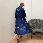 Peignoir kimono femme<br> bleu motif zen