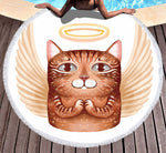 Serviette de plage ronde<br> anges des chats