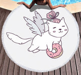 Serviette de plage ronde<br> anges des chats