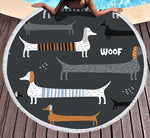 serviette de plage ronde chiens longs