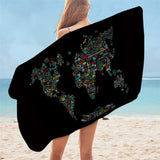 Grande serviette de plage carte du monde