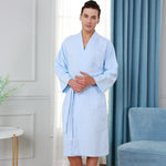 Peignoir homme coton gaufré turquoise