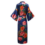 Peignoir kimono<br> bleu fleuri