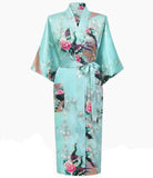 Peignoir kimono paon bleu
