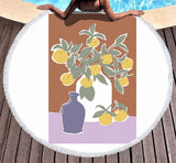 Serviette de plage ronde peinture floral