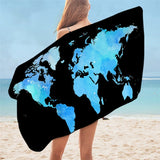 Grande serviette de plage<br>carte du monde