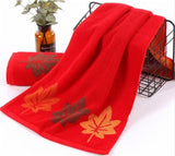 serviette de bain coton feuille d'érable rouge