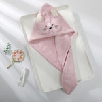 serviette de bain chat en microfibre rose