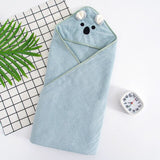 serviette de bain bébé avec capuche bleu