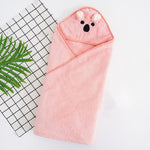 serviette de bain bébé avec capuche rose