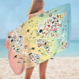 Grande serviette de plage<br>carte du monde