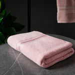 Serviette de bain épaisse en coton rose