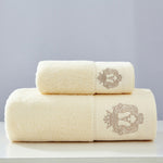 Serviette de bain coton luxe beige