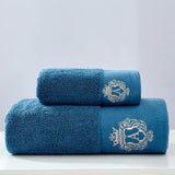 Serviette de bain coton luxe bleu