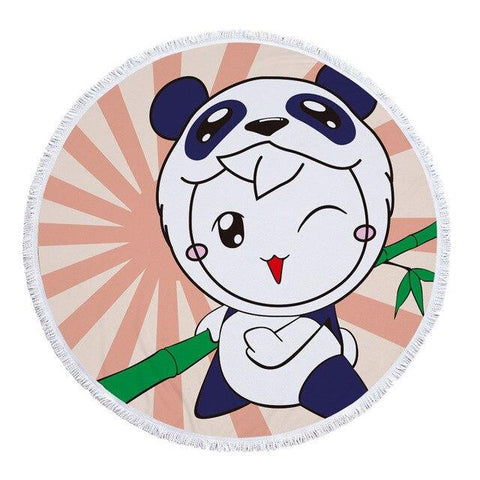 Serviette de Plage Ronde Panda Kawaii | serviettes et bain