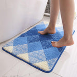 tapis de bain antidérapant motif losange bleu