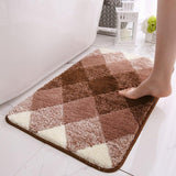 tapis de bain antidérapant motif losange brun
