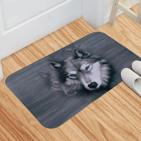 Tapis de bain loup gris