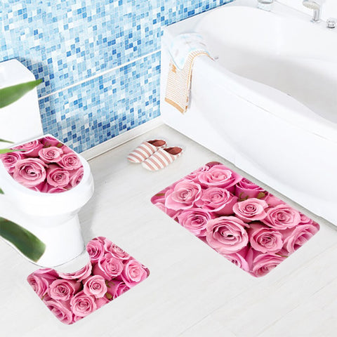 Tapis de bain original motif rose