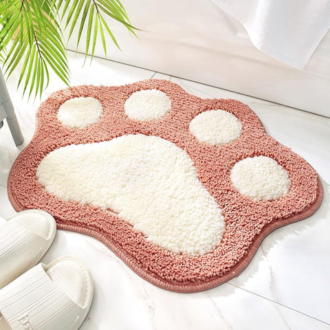 Tapis de bain original patte de chien rose