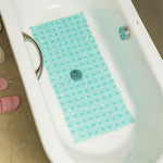 Tapis de bain transparent vert motif pavé