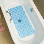Tapis de bain transparent bleu motif pavé