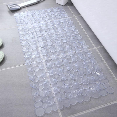 Tapis de bain transparent motif pavé