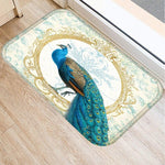 Tapis salle de bain bleu paon